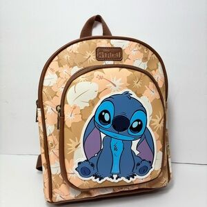 Disney‎ Stitch Floral Backpack Brown,Tan, Fall Halloween  New